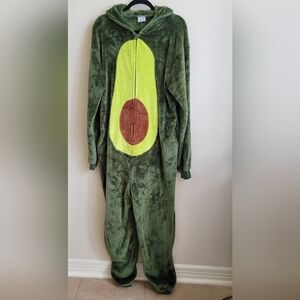 Avocado Unisex Adult Extra Large Hooded Plush Pajamas W Zip Front